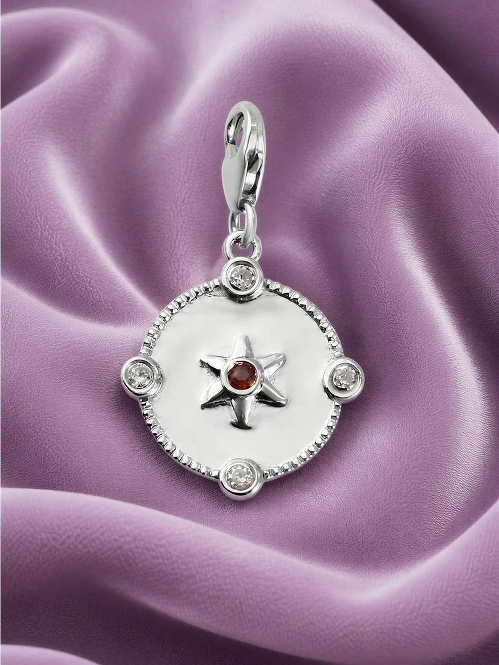 Mozambique Garnet and White Zircon Star Charm 🆕